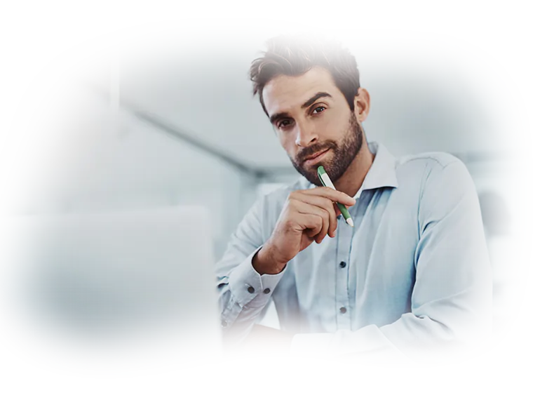 Thoughtful software architect, showcasing strategic planning for building elite website architecture and deep logical infrastructure.